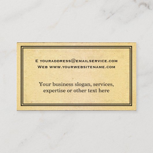 シンプルで旧式で古い老化させた紙 名刺 (裏面)