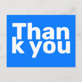 シンプルで明るい青い太字のモダンで鮮やかな感謝カード ポストカード (正面)