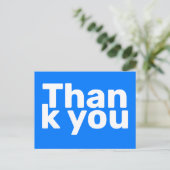 シンプルで明るい青色のポストカード おしゃれで目立つ感謝の気持ち ポストカード (スタンド正面)