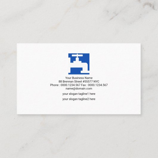 シンプルで明るく青いタップアイコン専門の配管 名刺 (裏面)