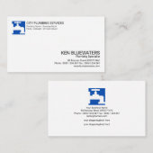 シンプルで明るく青いタップアイコン専門の配管 名刺 (正面/裏面)