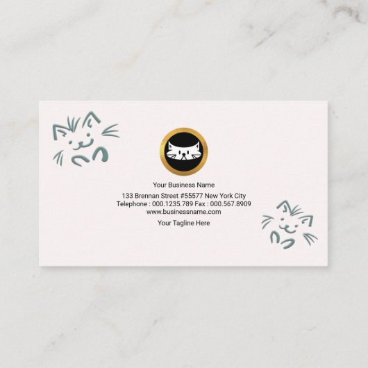 シンプルで明白でかわいい小犬ペット付き添い 名刺 (裏面)