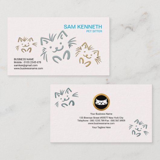 シンプルで明白でかわいい小犬ペット付き添い 名刺 (正面/裏面)