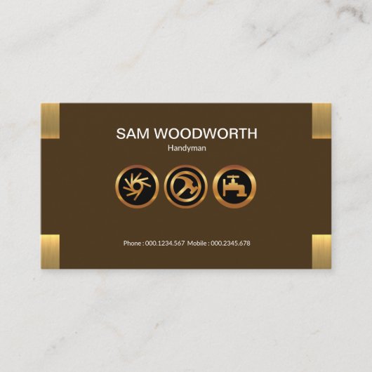 シンプルで明白でコンテンポラリーな金ゴールドのコーナータブの便利屋 名刺 (正面)