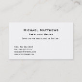 シンプルで明白で簡素な白黒カスタム 名刺 (裏面)