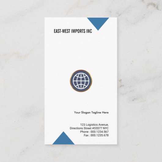 シンプルで明白で青い矢は輸出入を記録します 名刺 (裏面)
