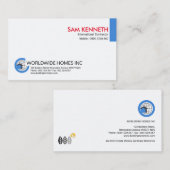 シンプルで明白で青く全体的で国際的な建築業者 名刺 (正面/裏面)