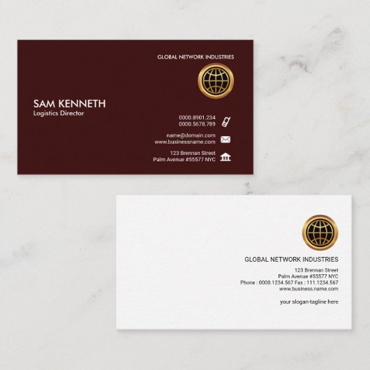 シンプルで明白なレトロの創造的なあずき色の兵站学 名刺 (正面/裏面)