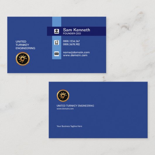 シンプルで明白なレトロの青い陰の創設者CEO 名刺 (正面/裏面)