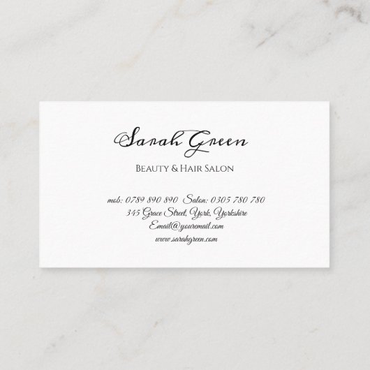 シンプルで明白な書道のロゴのサロンのロイヤリティカード 名刺 (裏面)