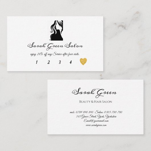 シンプルで明白な書道のロゴのサロンのロイヤリティカード 名刺 (正面/裏面)