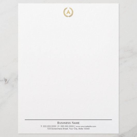 シンプルで明白な月桂樹のリースのモノグラムレターヘッド レターヘッド (正面)