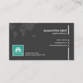 シンプルで明白な灰色の世界地図の兵站学ディレクター 名刺 (正面)