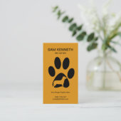 シンプルで明白な足のプリント犬のシルエットの付き添い 名刺 (スタンド正面)