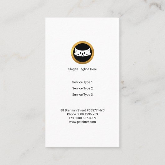 シンプルで明白な足のプリント犬のシルエットの付き添い 名刺 (裏面)