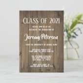 シンプルで暗い木製の板の卒業パーティーの招待 招待状 (スタンド正面)