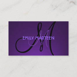 シンプルで暗い紫色のカスタムなモノグラムカード 名刺