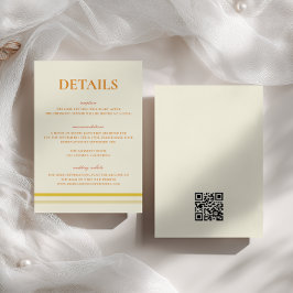 シンプルで柔らかなバターイエローの結婚式詳細QRコード エンクロージャーカード