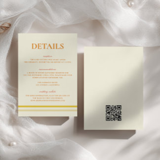 シンプルで柔らかなバターイエローの結婚式詳細QRコード エンクロージャーカード
