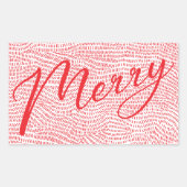 シンプルで楽しい 赤い落書き クリスマス ホリデー 長方形シール (正面)