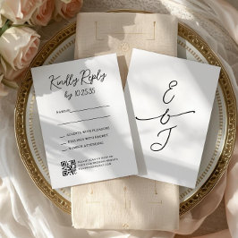 シンプルで気まぐれな手書きの結婚式RSVP返信 出欠カード