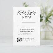 シンプルで気まぐれな手書きの結婚式RSVP返信 出欠カード (スタンド正面)