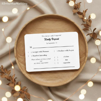 シンプルで洗練されたタイポグラフィー＆食事選択の出欠確認 出欠カード