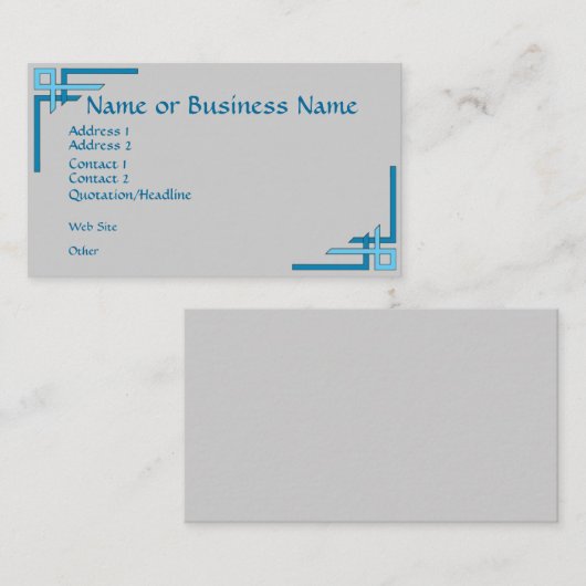 シンプルで洗練されたブルーアールデコ名刺 名刺 (正面/裏面)