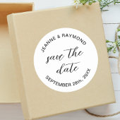 シンプルで清潔な結婚式のご案内 Save the date  ラウンドシール