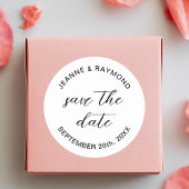 シンプルで清潔な結婚式のご案内 Save the date  ラウンドシール