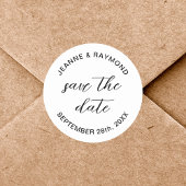 シンプルで清潔な結婚式のご案内 Save the date  ラウンドシール