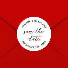 シンプルで清潔な結婚式のご案内 Save the date ラウンドシール