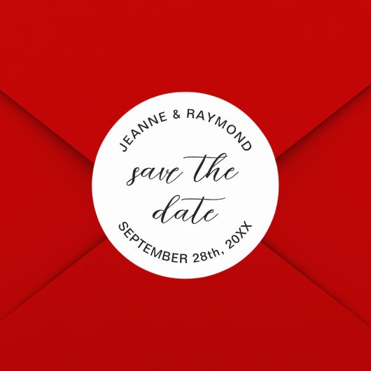 シンプルで清潔な結婚式のご案内 Save the date  ラウンドシール