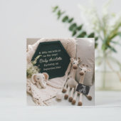 シンプルで温かいニュートラルな妊娠発表 招待状 (スタンド正面)