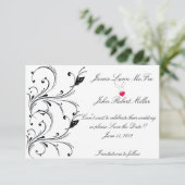 シンプルで白く黒い蝶スクロール保存日付 セーブザデート (スタンド正面)