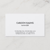 シンプルで白く黒くシックなモダン 名刺 (裏面)