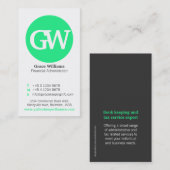 シンプルで真新しい緑の灰色の円の名刺 名刺 (正面/裏面)