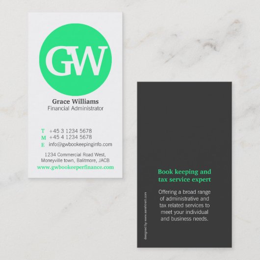 シンプルで真新しい緑の灰色の円の名刺 名刺 (正面/裏面)