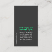 シンプルで真新しい緑の灰色の円の名刺 名刺 (裏面)