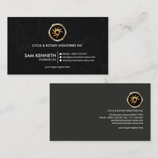 シンプルで簡潔で創造的で黒くグランジな創設者CEO 名刺 (正面/裏面)