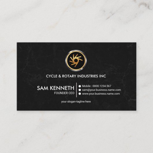 シンプルで簡潔で創造的で黒くグランジな創設者CEO 名刺 (正面)