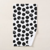 シンプルで粋で黒い水玉模様の浴室タオル バスタオルセット (ハンドタオル)