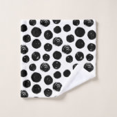 シンプルで粋で黒い水玉模様の浴室タオル バスタオルセット (ウォッシュタオル)