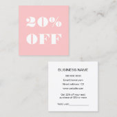シンプルで粋なパステル調ピンクのミニマリストのモダン 割引カード (正面/裏面)