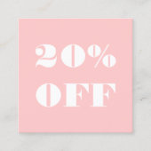 シンプルで粋なパステル調ピンクのミニマリストのモダン 割引カード (正面)