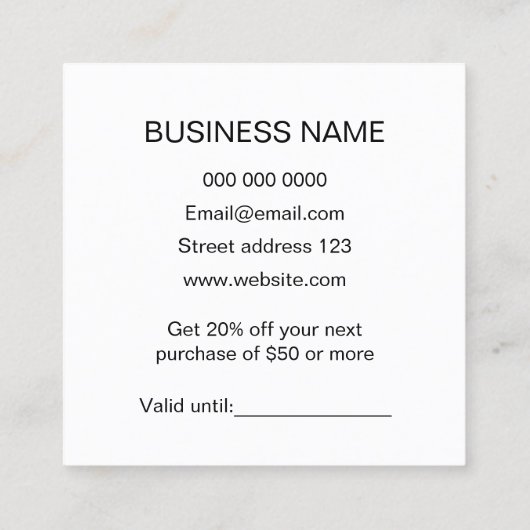 シンプルで粋なパステル調ピンクのミニマリストのモダン 割引カード (裏面)