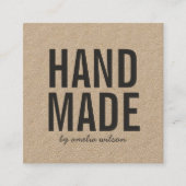 シンプルで素朴なハンドメイドのクラフトの会合媒体 スクエア名刺 (正面)