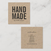 シンプルで素朴なハンドメイドのクラフトの会合媒体 スクエア名刺 (正面/裏面)