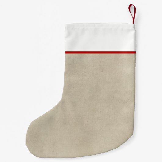 シンプルで素朴なベージュおよび赤くパーソナライズなストッキング スモールクリスマスストッキング (裏面)