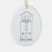 シンプルで素朴な家の青く新しい住所引っ越し祝いパーティー セラミックオーナメント (右)